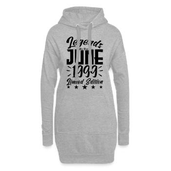 Geboren Juni 1999 Geburtstagsgeschenk 1999. - Hoodie-Kleid - Grau meliert - Vorne