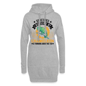 Caméléon Cadeau Caméléon - Sweat-shirt à capuche long Femme - gris chiné - Devant