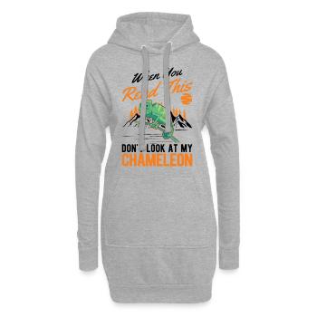 Caméléon Cadeau Caméléon - Sweat-shirt à capuche long Femme - gris chiné - Devant