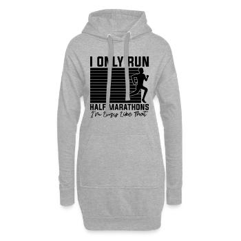 Je ne cours que des semi-marathons Je cours marathonien - Sweat-shirt à capuche long Femme - gris chiné - Devant