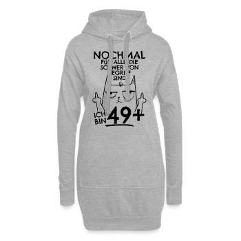 50. Geburtstag Frau 50er 50ter Ich bin 49+ plus - Hoodie-Kleid - Grau meliert - Vorne