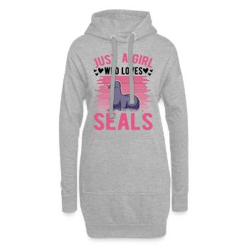 Robben Mädchen Seehund Seelöwe - Hoodie-Kleid - Grau meliert - Vorne