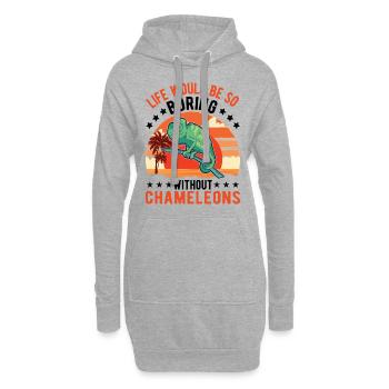Caméléon Cadeau Caméléon - Sweat-shirt à capuche long Femme - gris chiné - Devant