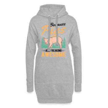 Because Pigs are freaking awesome Schweine - Hoodie-Kleid - Grau meliert - Vorne
