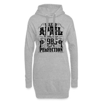 April 1985. Jahrestag April 1985. Geschenk 1985. - Hoodie-Kleid - Grau meliert - Vorne