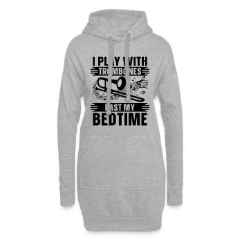 Je joue avec Trombones Instrument à vent Tromboniste - Sweat-shirt à capuche long Femme - gris chiné - Devant