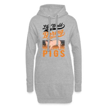 Porc Cadeau Agriculteur Cochon - Sweat-shirt à capuche long Femme - gris chiné - Devant