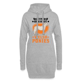 Cavalier de poney gallois - Sweat-shirt à capuche long Femme - gris chiné - Devant
