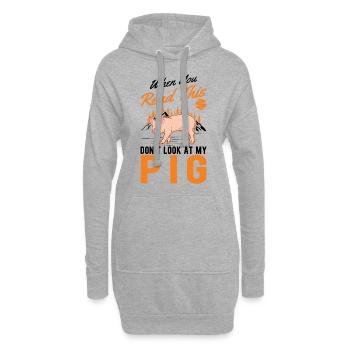 Porc Cadeau Agriculteur Cochon - Sweat-shirt à capuche long Femme - gris chiné - Devant