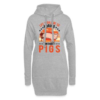 Schweine Geschenk Landwirt Schweinchen - Hoodie-Kleid - Grau meliert - Vorne