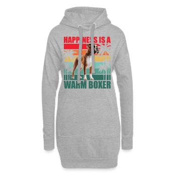 Le bonheur est un boxeur chaleureux - Sweat-shirt à capuche long Femme - gris chiné - Devant