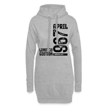 Cadeau Avril 1967. Anniversaire avril 1967. April. - Sweat-shirt à capuche long Femme - gris chiné - Devant