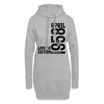 Cadeau Avril 1958. Anniversaire avril 1958. April. - Sweat-shirt à capuche long Femme - gris chiné - Devant