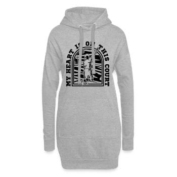 Mon cœur est sur ce terrain Joueur de badminton de raquette - Sweat-shirt à capuche long Femme - gris chiné - Devant
