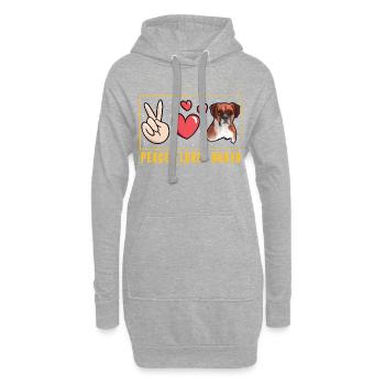 Peace Love Boxer - Sweat-shirt à capuche long Femme - gris chiné - Devant