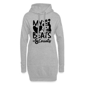 Mon cœur bat en 8 chefs d’accusation Pom-pom girl de l’équipe d’encouragement - Sweat-shirt à capuche long Femme - gris chiné - Devant