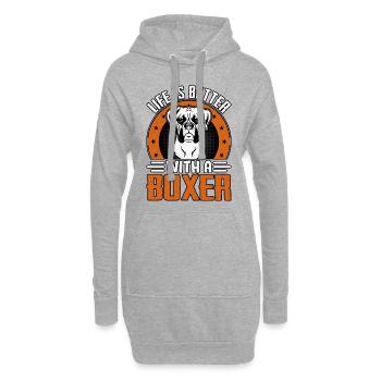 La vie est meilleure avec un boxeur - Sweat-shirt à capuche long Femme - gris chiné - Devant