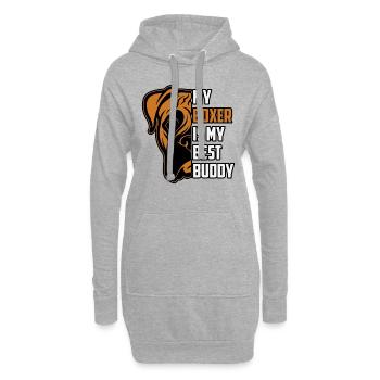 My boxer is my best buddy - Hoodie-Kleid - Grau meliert - Vorne