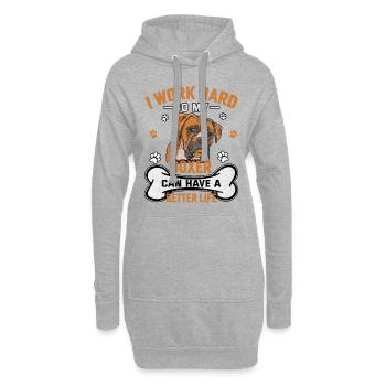 Je travaille dur pour que mon boxeur puisse avoir une vie meilleure - Sweat-shirt à capuche long Femme - gris chiné - Devant