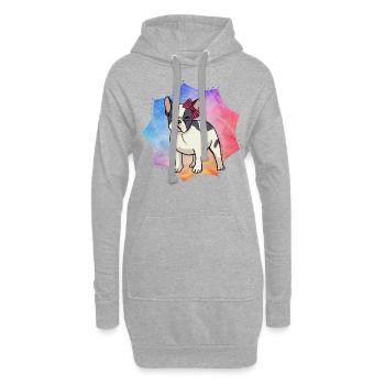 Bouledogue français - Sweat-shirt à capuche long Femme - gris chiné - Devant