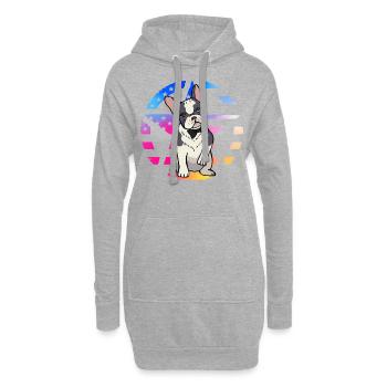 Bouledogue français - Sweat-shirt à capuche long Femme - gris chiné - Devant