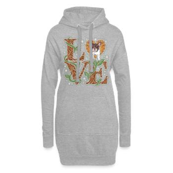Amour bouledogue français - Sweat-shirt à capuche long Femme - gris chiné - Devant