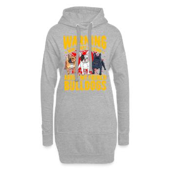 Avertissement peut commencer à parler de mon bouledogue français - Sweat-shirt à capuche long Femme - gris chiné - Devant