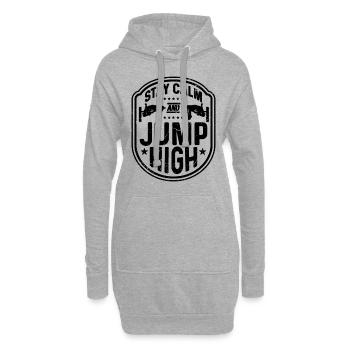Stay Calm And Jump High Gymnastics High Jumper - Hoodie-Kleid - Grau meliert - Vorne
