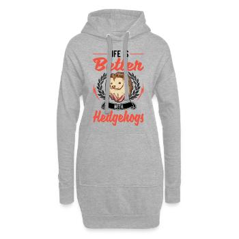 La vie est meilleure avec un hérisson - Sweat-shirt à capuche long Femme - gris chiné - Devant