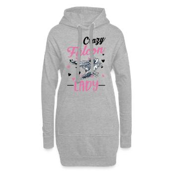 Verrückte Falken Frau - Hoodie-Kleid - Grau meliert - Vorne