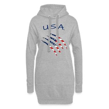 USA America - Hoodie-Kleid - Grau meliert - Vorne