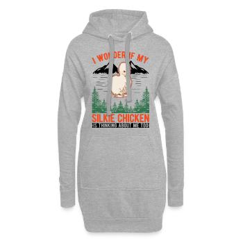 Cadeau Poulet Silkie Poulet Silkie Poulet Silkie - Sweat-shirt à capuche long Femme - gris chiné - Devant