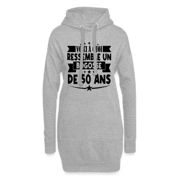 anniversaire 50 ans. beau gosse 50 ans. 50e annive - Sweat-shirt à capuche long Femme - gris chiné - Devant