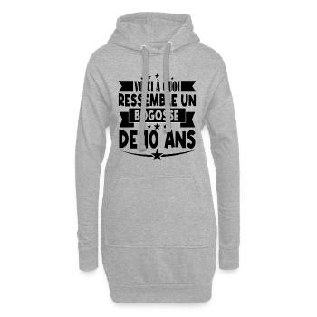 anniversaire 10 ans. beau gosse 10 ans. 10e annive - Sweat-shirt à capuche long Femme - gris chiné - Devant