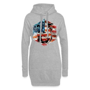 Pitbull États-Unis - Sweat-shirt à capuche long Femme - gris chiné - Devant