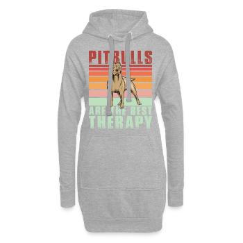 Les pitbulls sont la meilleure thérapie - Sweat-shirt à capuche long Femme - gris chiné - Devant