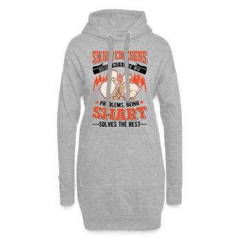 Cadeau Poulet Silkie Poulet Silkie Poulet Silkie - Sweat-shirt à capuche long Femme - gris chiné - Devant