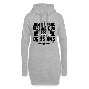 anniversaire 55 ans. beau gosse 55 ans. 55e annive - Sweat-shirt à capuche long Femme - gris chiné - Devant