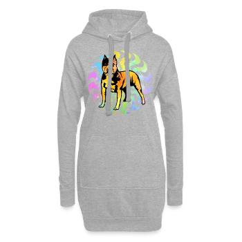 Pitbull Rétro - Sweat-shirt à capuche long Femme - gris chiné - Devant