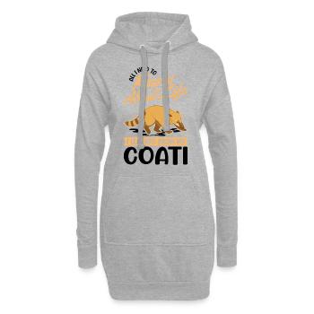Nasenbär Geschenk Rüsselbär Coati - Hoodie-Kleid - Grau meliert - Vorne