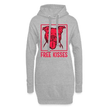 Bisous gratuits Pitbull - Sweat-shirt à capuche long Femme - gris chiné - Devant