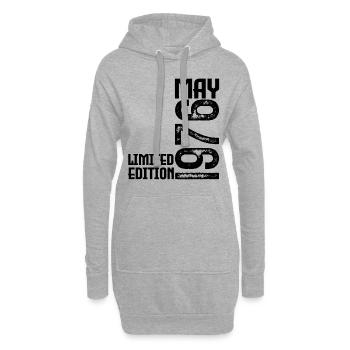 Cadeau may 1976. anniversary may 1976. Mai 1976. - Sweat-shirt à capuche long Femme - gris chiné - Devant