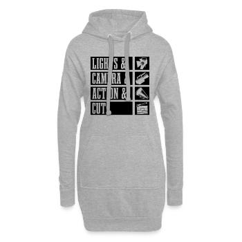 Lumières & Caméra & Rétro Aime les réalisateurs de films - Sweat-shirt à capuche long Femme - gris chiné - Devant
