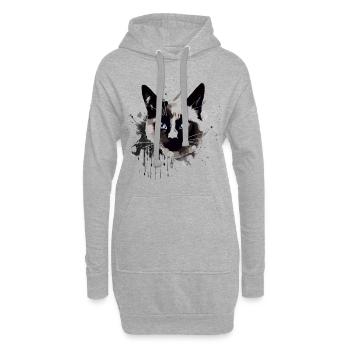 Chat siamois Race Chat Chat Abstrait Chat Siamois - Sweat-shirt à capuche long Femme - gris chiné - Devant