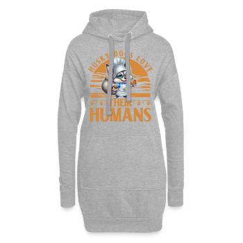 Les chiens Husky aiment leurs humains - Sweat-shirt à capuche long Femme - gris chiné - Devant