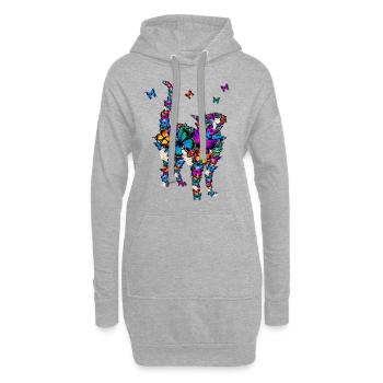 Süßes Katze aus Schmetterlingen Design - Hoodie-Kleid - Grau meliert - Vorne