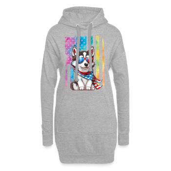 Husky États-Unis - Sweat-shirt à capuche long Femme - gris chiné - Devant