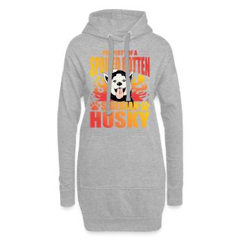 Propriété d’un husky sibérien pourri gâté - Sweat-shirt à capuche long Femme - gris chiné - Devant