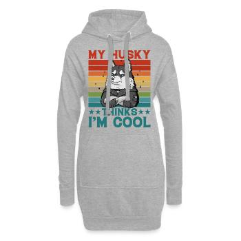 Mon Husky pense que je suis cool - Sweat-shirt à capuche long Femme - gris chiné - Devant