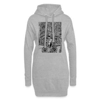 Lässiges Comic-MTB-T-Shirt für den urbanen Look. - Hoodie-Kleid - Grau meliert - Vorne